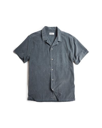 Rowan Zion Cotton Corduroy Short Sleeve Button-up Shirt - Blue