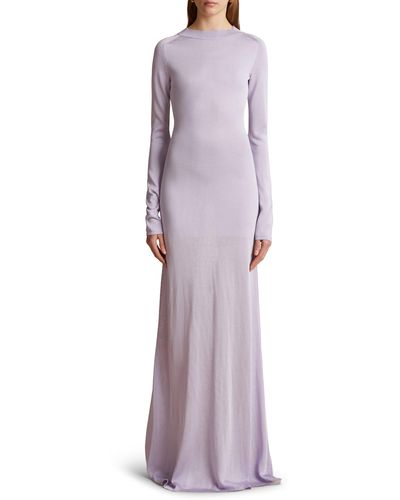 Khaite Valera Long Sleeve Knit Dress - Purple