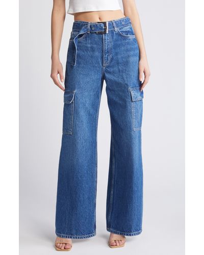 Reformation Cary Belted Cargo Jeans - Blue