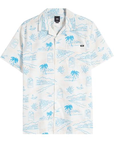 Vans Davista Tropical Print Cotton Camp Shirt - Blue