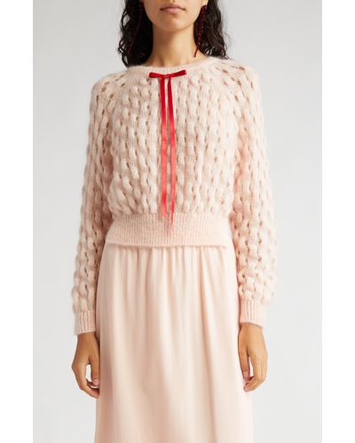 Simone Rocha Bubble Knit Mohair Blend Sweater - Pink