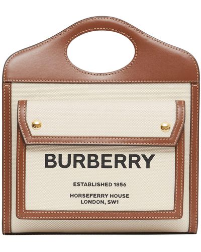 Burberry Mini Logo Canvas & Leather Pocket Bag - Brown