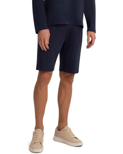 Bugatchi Comfort Drawstring Cotton Blend Fleece Sweat Shorts - Blue