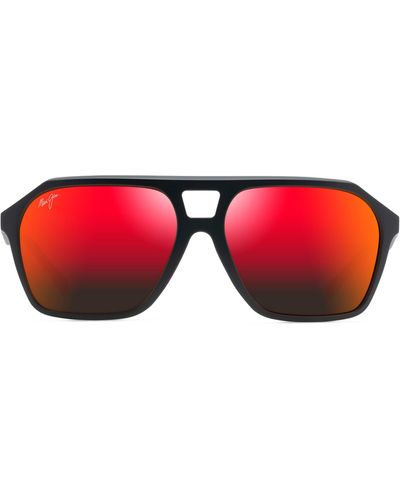 Maui Jim Wedges 57mm Polarized Aviator Sunglasses - Red
