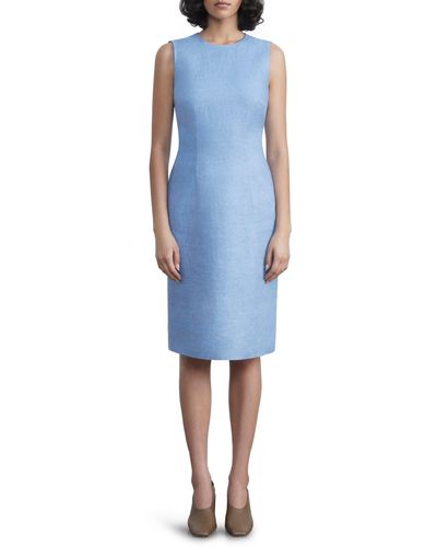 Lafayette 148 New York Harpson Sleeveless Linen Sheath Dress - Blue