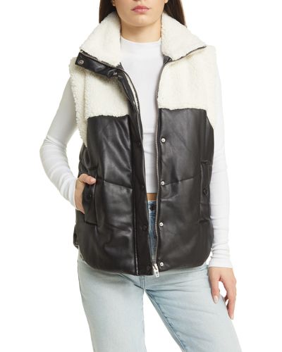Blank NYC Faux Leather & Faux Shearling Vest - Black