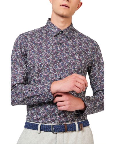Ben Sherman Winter Floral Button-up Shirt - Gray