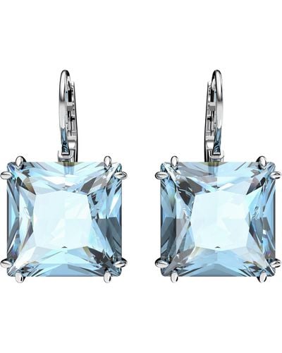 Swarovski Millenia Square Crystal Drop Earrings - Blue