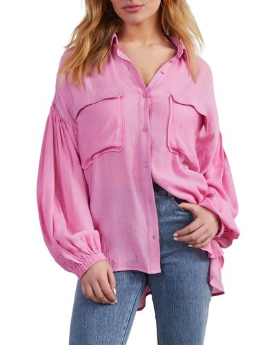 Vici Collection Elowen Balloon Sleeve Button-up Shirt - Pink