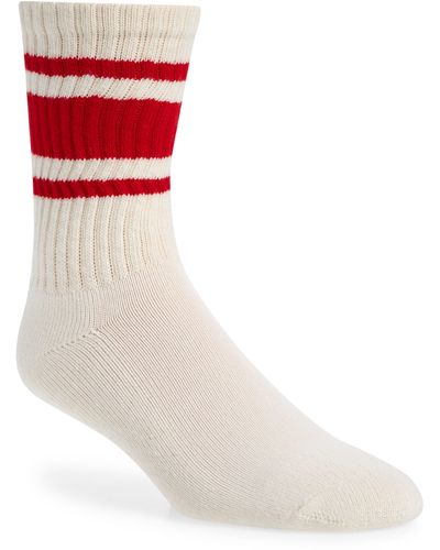 American Trench The Mono Stripe Cotton Blend Crew Socks - Red