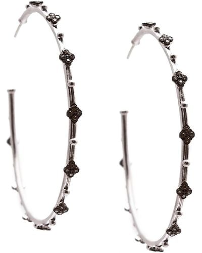 Armenta New World Crivelli Black Diamond Hoop Earrings - White