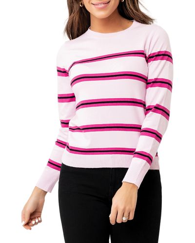 Gibsonlook Cupid Stripe Crewneck Sweater - Pink