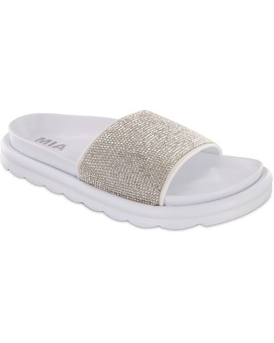 MIA Biz Crystal Waterproof Slide Sandal - White
