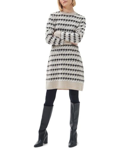 Barbour Marie Houndstooth Jacquard Long Sleeve Sweater Dress - Multicolor