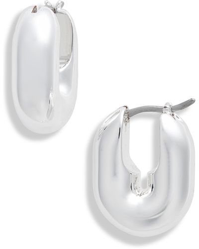 Jenny Bird Puffy U-link Hoop Earrings - White