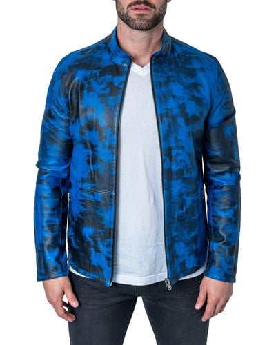 Maceoo Lab Reversible Leather Jacket At Nordstrom - Blue
