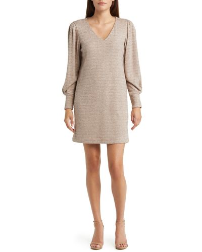 Julia Jordan Long Sleeve Sweater Minidress - Natural