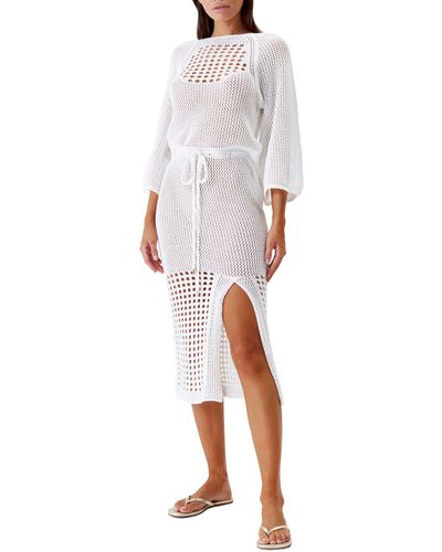 Melissa Odabash Brooke Open Knit Sheer Cover-up Dress - White