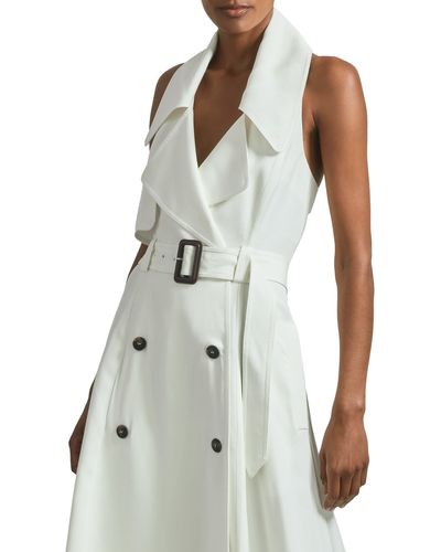 Reiss Atelier Bonita Belted Sleeveless Trench Dress - White