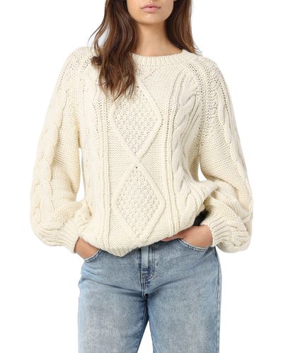 Noisy May Grace Cable Stitch Sweater - Natural