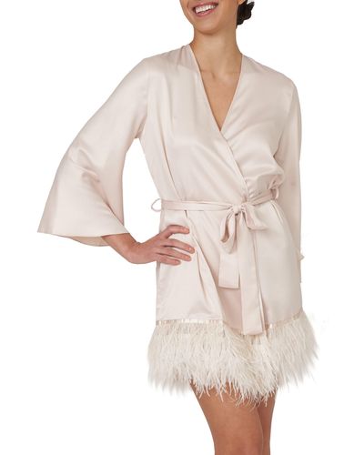 Rya Collection Swan Charmeuse & Ostrich Feather Wrap - White