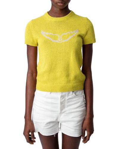 Zadig & Voltaire Sorly Li Wings Short Sleeve Sweater - Yellow
