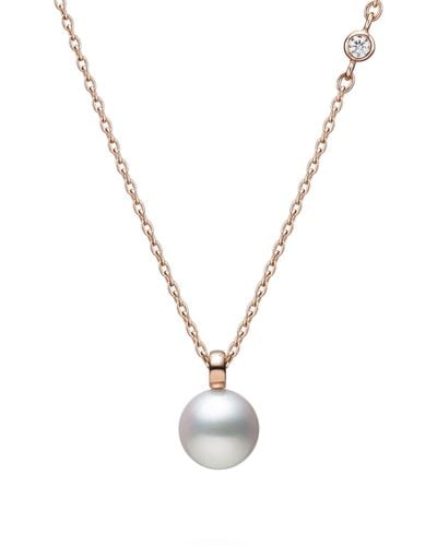Mikimoto Classic Cultured Pearl & Diamond Pendant Necklace - Metallic