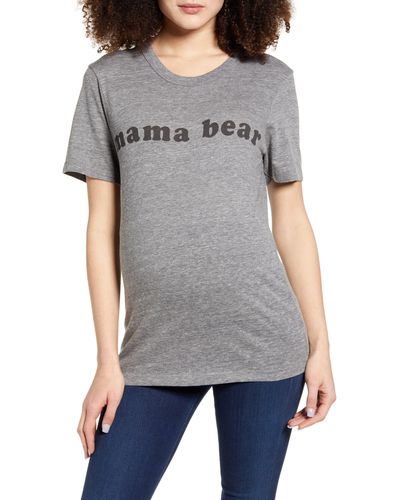 Bun Maternity Mama Bear Maternity Graphic Tee - Gray