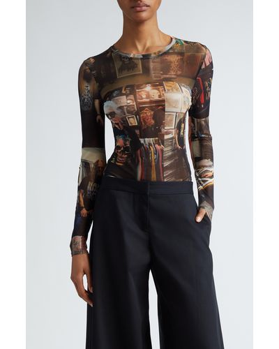 Puppets and Puppets Long Sleeve Mesh Top At Nordstrom - Gray