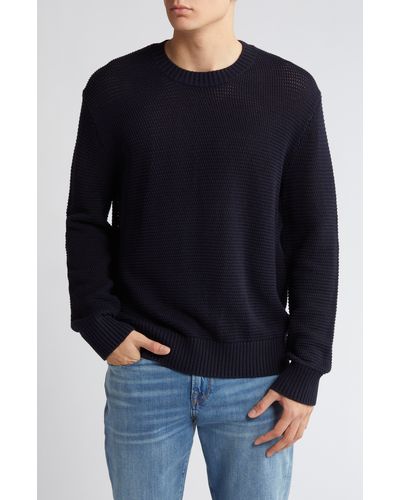 FRAME Textured Wool Blend Crewneck Sweater - Black