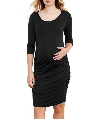 Maternal America Ruched Maternity Dress - Black