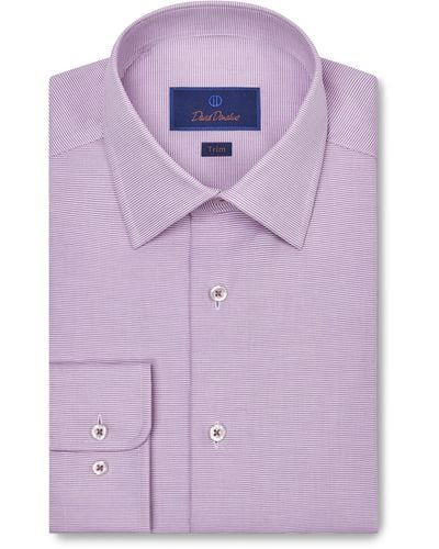 David Donahue Trim Fit Supima® Cotton Microdobby Dress Shirt - Purple