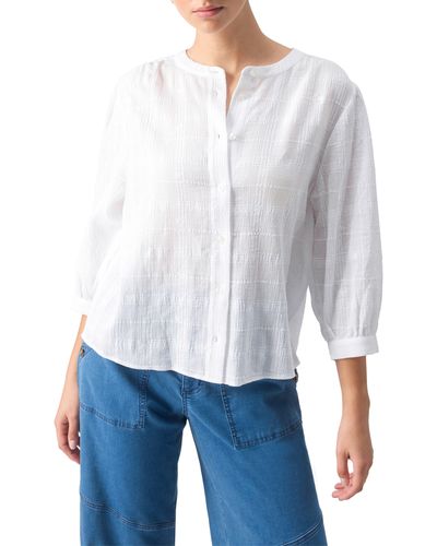Sanctuary Embroidered Cotton Gauze Buton-up Shirt - White