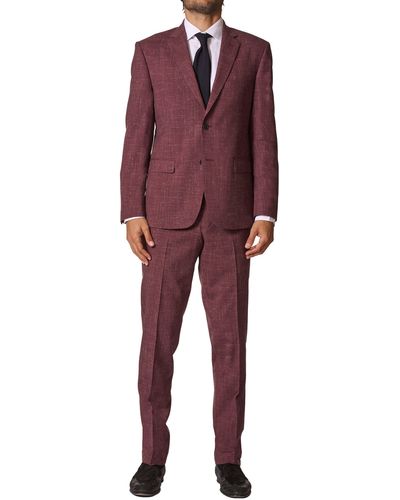 JB Britches Sartorial Classic Fit Wool & Linen Suit - Red