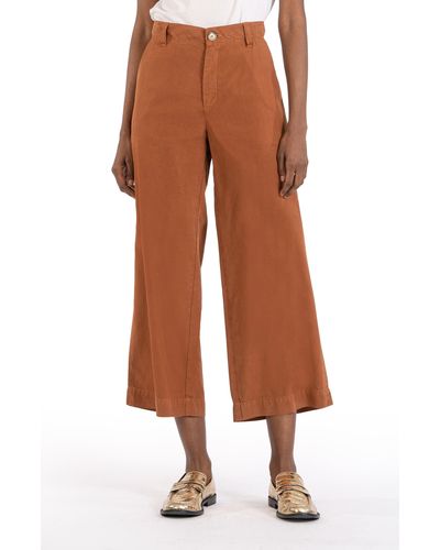 Kut From The Kloth High Rise Crop Wide Leg Pants - Brown