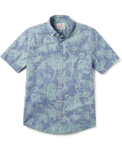 Reyn Spooner X Alfred Shaheen Classic Pareau Tailored Fit Floral Short Sleeve Button-down Shirt - Blue