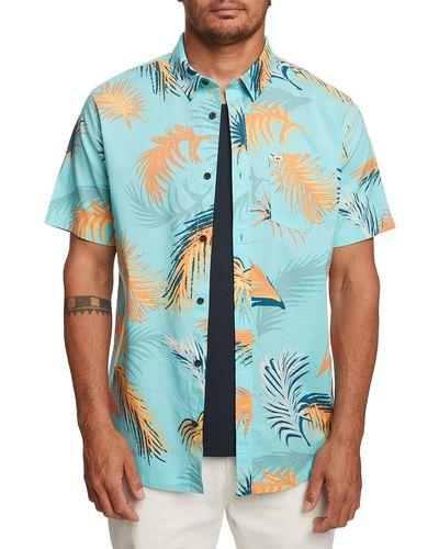 Quiksilver Tropical Glitch Short Sleeve Organic Cotton Button-up Shirt - Blue