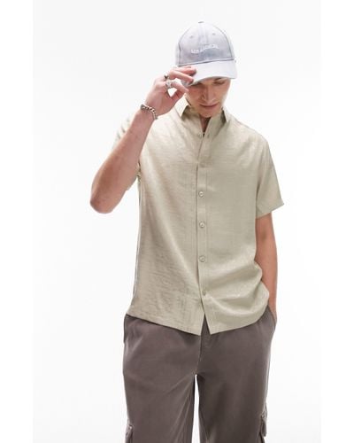 TOPMAN Bandana Jacquard Button-up Shirt - Natural