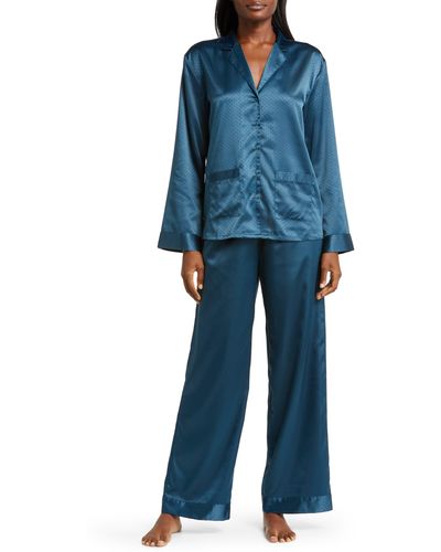 Nordstrom Dobby Satin Pajamas - Blue