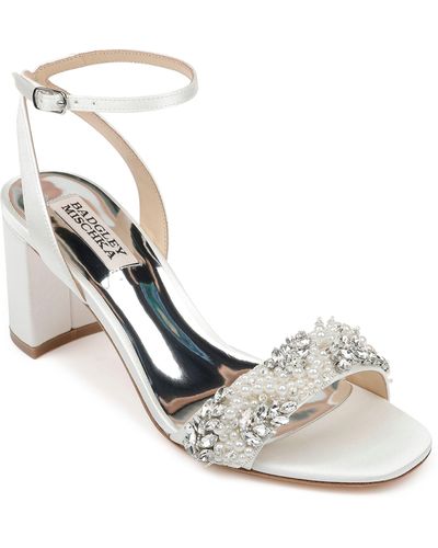 Badgley Mischka Clara Embellished Sandal - White