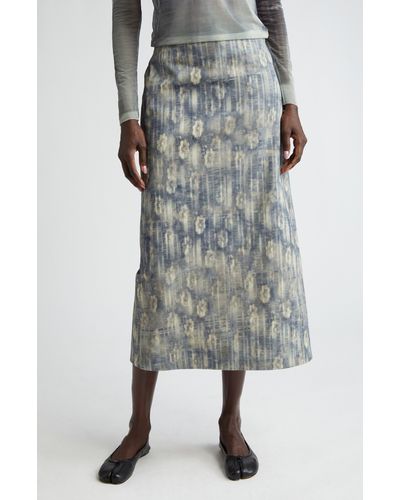 ELLISS Distressed Floral Denim Skirt - Gray