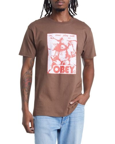 Obey Come Play With Us Graphic T-shirt - Red