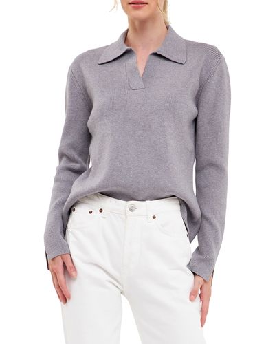 English Factory Polo Collar Sweater - Gray