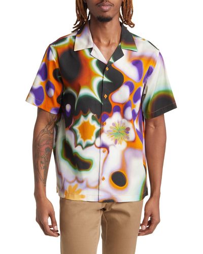 Saturdays NYC Canty Shawnax Abstract Floral Camp Shirt - Multicolor