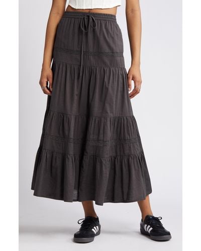 BP. Tiered Cotton Maxi Skirt - Black