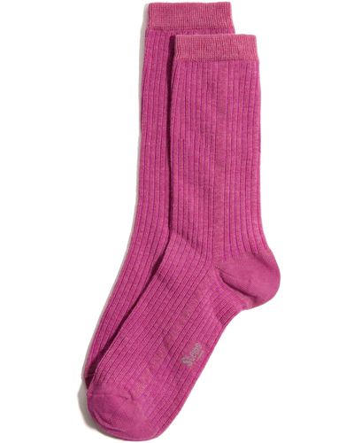 Stems Cotton & Cashmere Blend Crew Socks - Pink