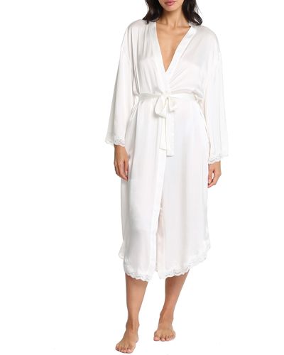 Papinelle Camille Lace Trim Silk Robe - White
