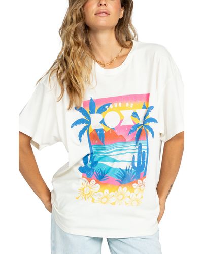 Roxy Tour De Oversize Cotton Graphic T-shirt - Blue