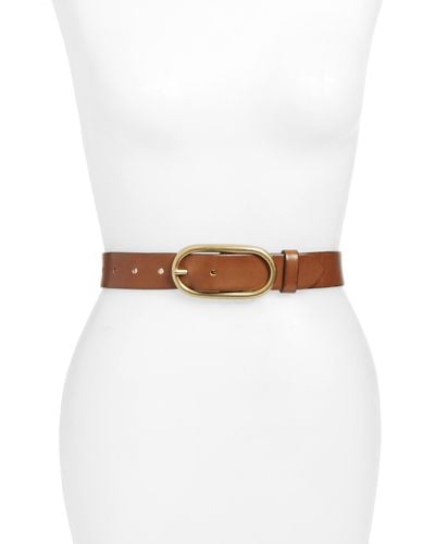 Treasure & Bond Oval Buckle Leather Belt - White