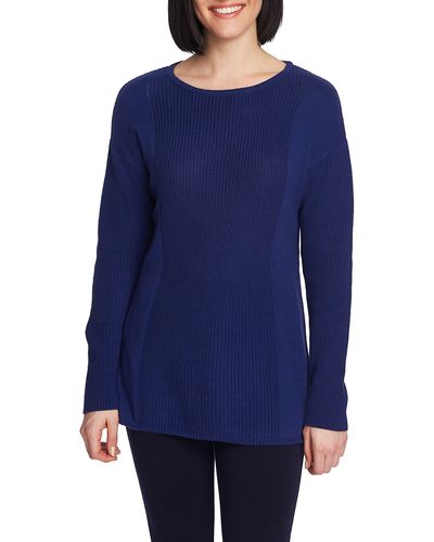 Chaus Mixed Gauge Pullover Sweater - Blue